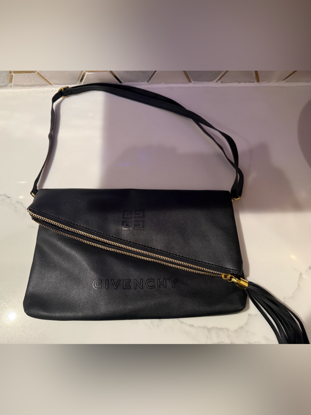 New Givenchy gift with purchase Black Leather Crossbody with Gold Hardware